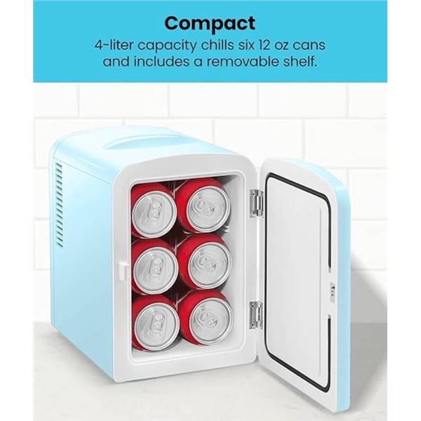 Chefman – Iceman Mini Fridge, 4 Liter/6 Can, Portable, Provides Compact Storage