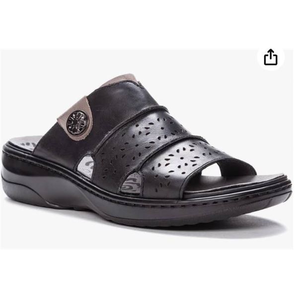 Propét Women’s Gertie Sandal, Black, Size 9.5 (Wide 2E)