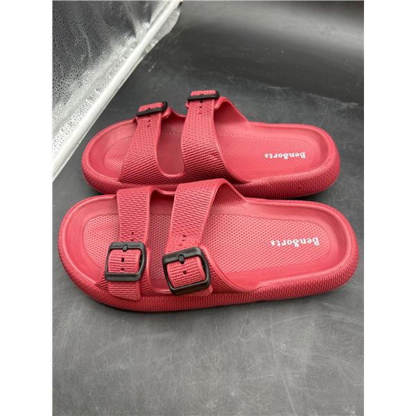 BenSorts Women Men Pillow Sandals Adjustable Buckles Slides Thick Sole Size 42-43