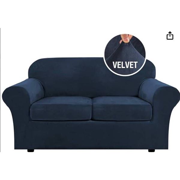 H.Versailtex Navy Loveseat Sofa Cover Model HV-CA YH QFT (2+2) C5