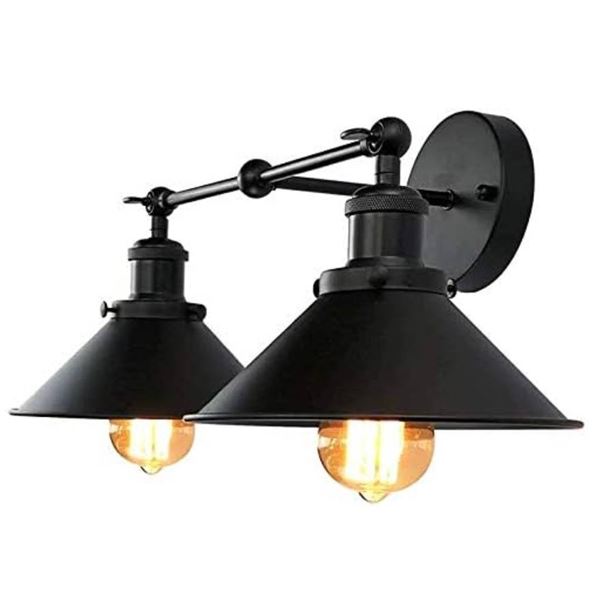 2-Lights Vanity Wall Sconce Lighting, Black Bathroom Vanity Light Fixtures Over Mirror Rustic Style 