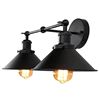Image 1 : 2-Lights Vanity Wall Sconce Lighting, Black Bathroom Vanity Light Fixtures Over Mirror Rustic Style 