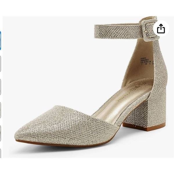 DREAM PAIRS Women’s Chunky Closed Toe Low Block Heels Dress Pointed Toe Ankle Strap Wedding
