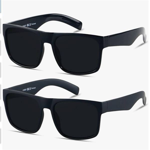 LYZOIT L8018-2Dark Sunglasses 2-Pack with Black Frames and Dark Lens