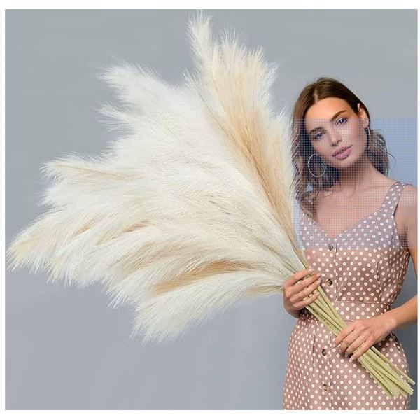 Ouddy Decorative Faux Pampas Grass Mixed Beige,