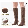 Image 1 : PUTU Women’s Pointed Toe Boots with Chunky Heel, Size 9, Brown