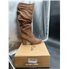 Image 2 : PUTU Women’s Pointed Toe Boots with Chunky Heel, Size 9, Brown