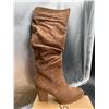 Image 3 : PUTU Women’s Pointed Toe Boots with Chunky Heel, Size 9, Brown