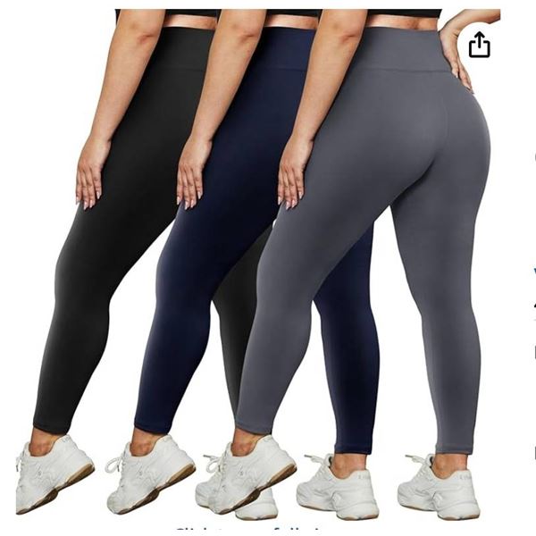 HLTPRO 3 Pack Leggings for Women – High Waisted Tummy Control Plus Size Soft Pants for Work