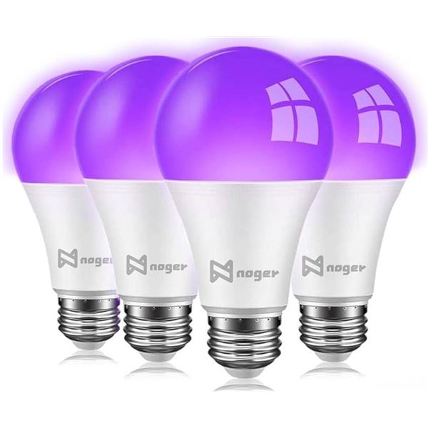 Lot of 6 Nogger A19 E26 120V 9W 75W Equivalent Black Light Bulbs