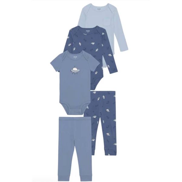 Pekkle 5-Piece Baby Clothing Set, 18M, Made With Organic Cotton