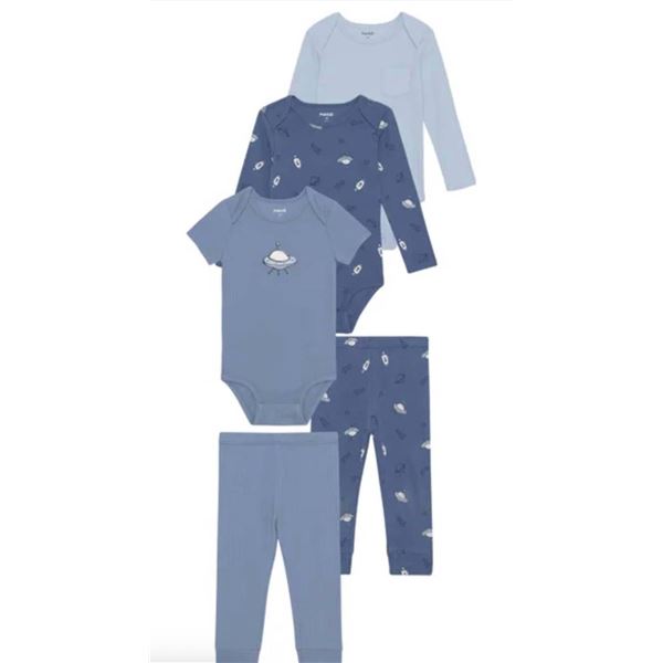 Pekkle 5-Piece Baby Clothing Set, 24M, Made With Organic Cotton