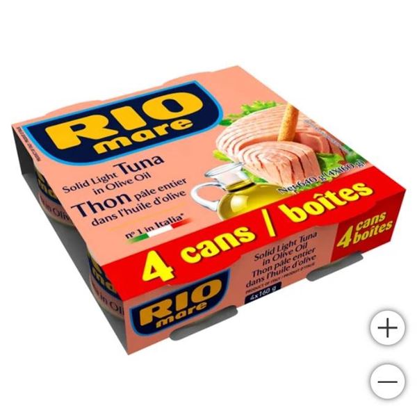 Rio Mare Solid Light Tuna in Olive Oil, 640g (4 x 160g), Made in Italy