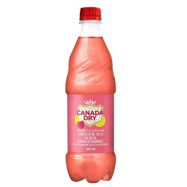 Canada Dry Sparkling Canada Dry Raspberry Lemonade Ginger Ale 12 x 500 mL Bottles