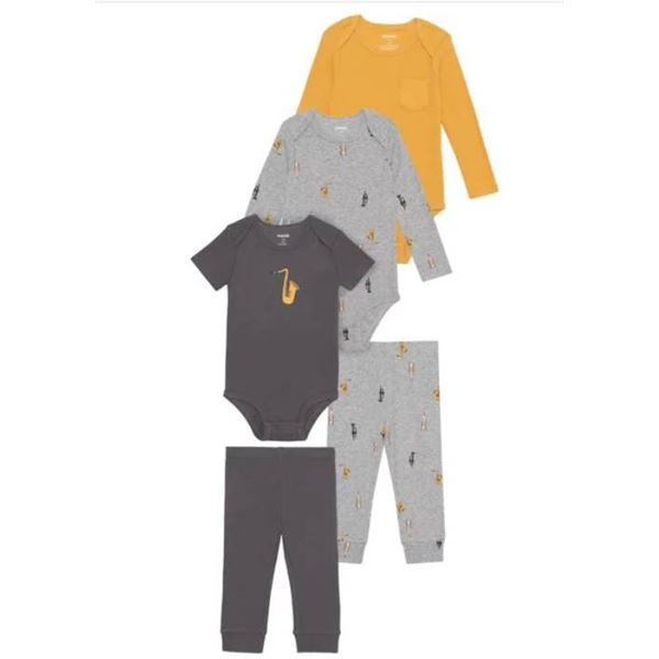 Pekkle 5-Piece Toddler Outfit Set, 24M, Organically Grown Cotton
