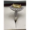 Image 3 : Marquise-Cut Yellow Gemstone Ring with Clear Stone Accents in Silver Setting