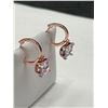 Image 2 : Rose Gold-Tone Princess Cut Solitaires Dangle Hoop Earrings