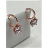 Image 3 : Rose Gold-Tone Princess Cut Solitaires Dangle Hoop Earrings