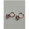 Image 4 : Rose Gold-Tone Princess Cut Solitaires Dangle Hoop Earrings