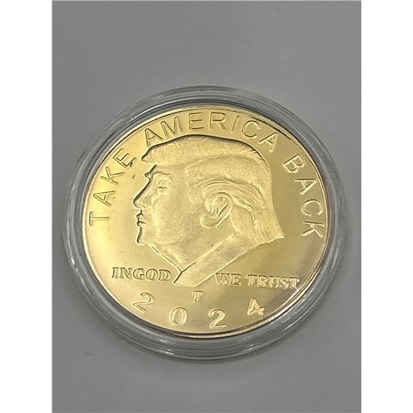 Commemorative Donald Trump 2024 Gold-Toned Coin with 45th President Inscription