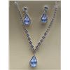 Image 1 : Necklace And Earrings Set Featuring Clear Gemstones With Silver-Tone Metal