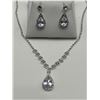 Image 2 : Necklace And Earrings Set Featuring Clear Gemstones With Silver-Tone Metal