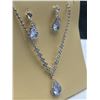Image 4 : Necklace And Earrings Set Featuring Clear Gemstones With Silver-Tone Metal