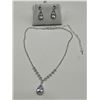 Image 5 : Necklace And Earrings Set Featuring Clear Gemstones With Silver-Tone Metal