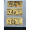 Image 1 : Replica U.S. $100 Gold Foil Banknotes – Set of Three