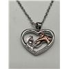 Image 1 : Silver-Toned Heart-Shaped Necklace with Horse and Woman Pendant