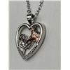 Image 3 : Silver-Toned Heart-Shaped Necklace with Horse and Woman Pendant