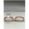 Image 1 : Mameloly Rose Gold-Tone Bridal Ring Set With Oval Solitaire Accent Bands