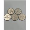 Image 2 : 5 Canadian Canoe Dollar Coins, 1970-1976, Elizabeth II Portrait
