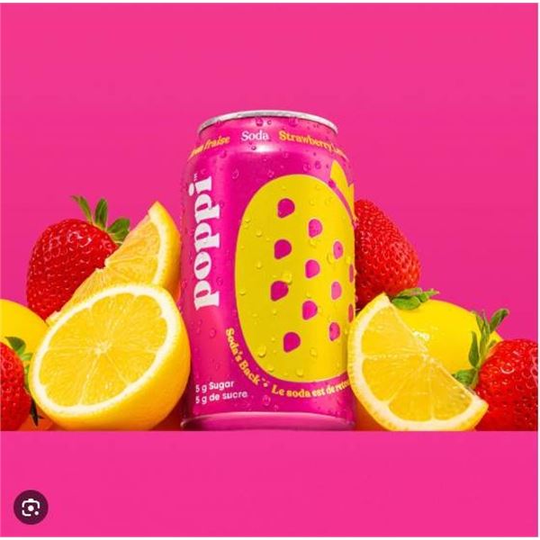 Poppi Strawberry Lemon Soda, 12-pack, 355 mL Each
