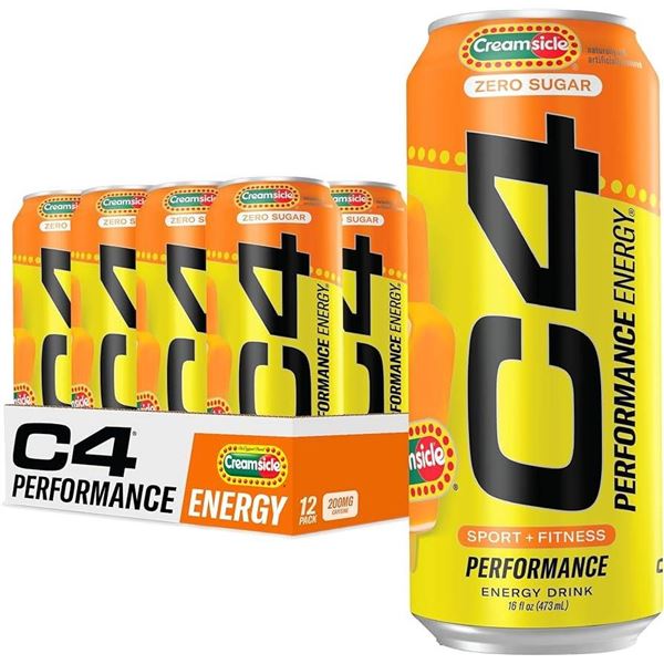 C4 Energy Drink 12 oz Creamsicle Flavor – Pack of 11
