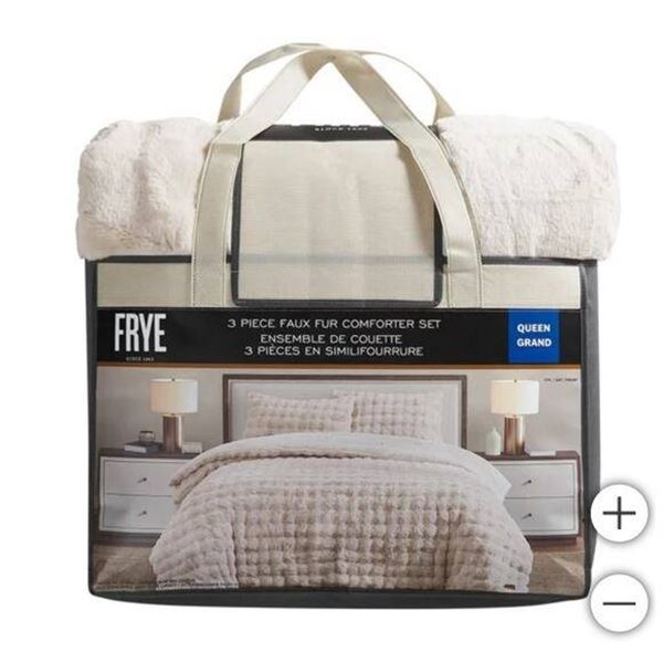Frye 3-Piece Faux Fur Comforter Set, Queen/Grand Size