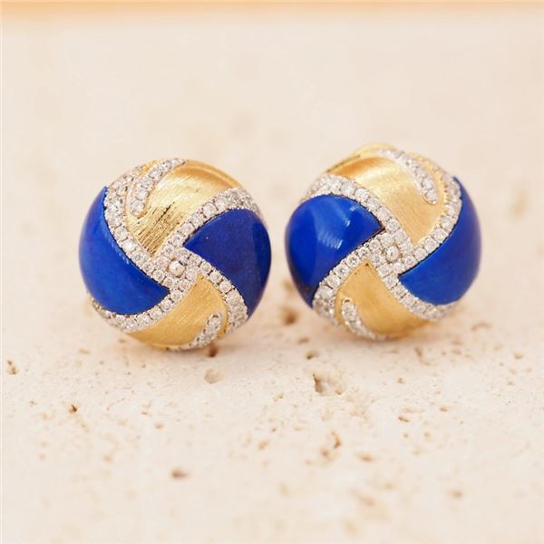 18K Gold Lapis Lazuli Earrings
