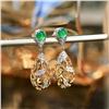 Image 2 : 18K Gold Emerald and Diamond Earrings