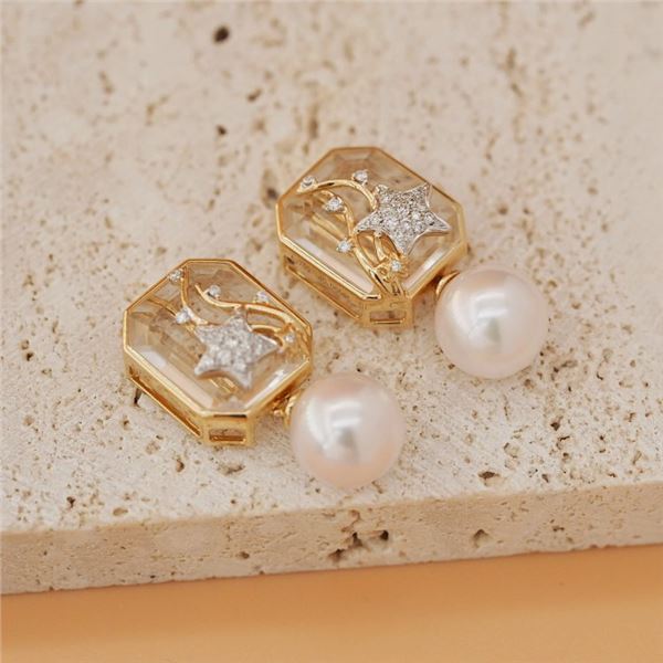 18K Gold Pearl Earrings
