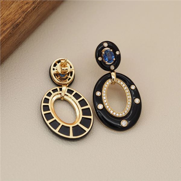 18K Gold Sapphire Earrings