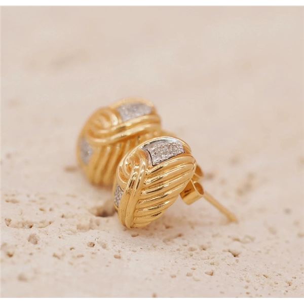 18K Gold Diamond Chanel-Style Earrings