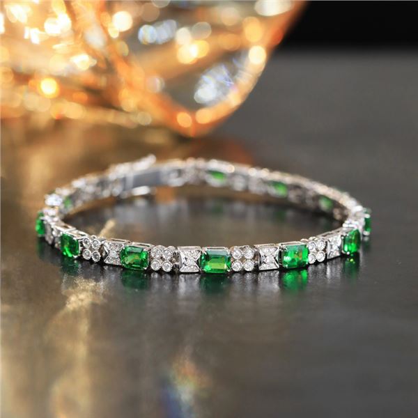 18K Gold Emerald & Diamond Bracelet
