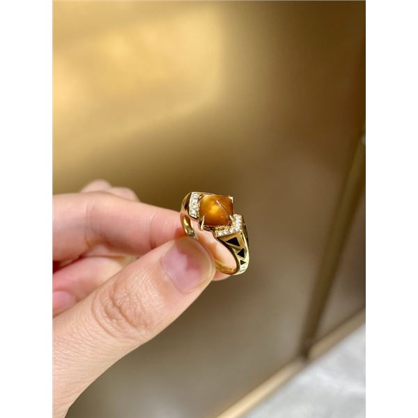 18k Gold Fanta Gemstone and Diamond Ring