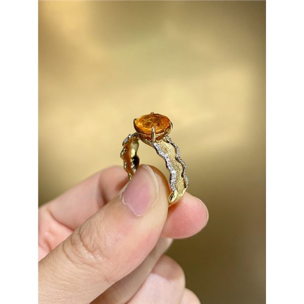 18K Gold Spessartite Garnet Ring