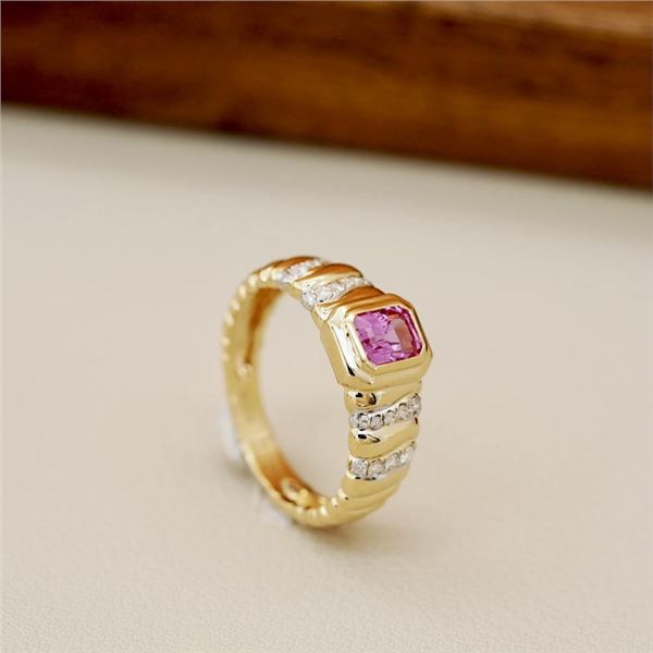 18K Gold Pink Sapphire Ring