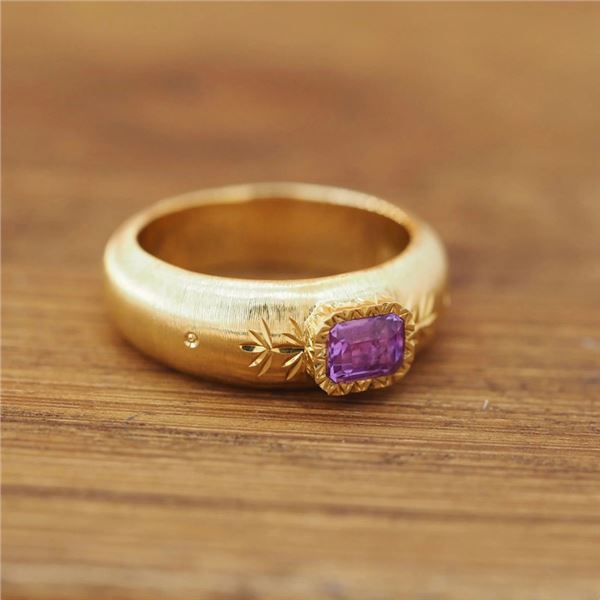 18K Gold Purple Sapphire Ring