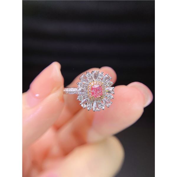 Pink Diamond Flower Ring