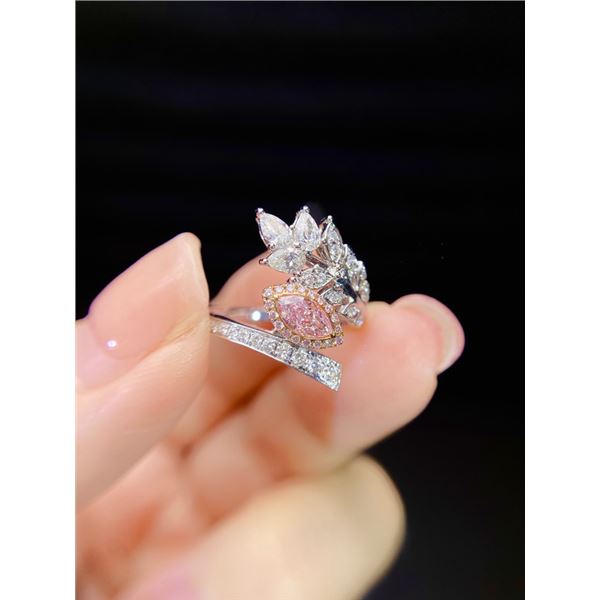Pink Marquise Diamond Leaf Ring