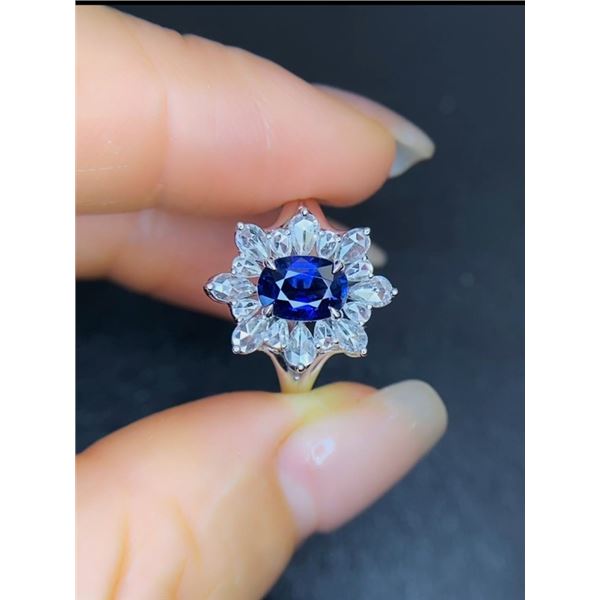 Oval Blue Sapphire Y-Shank Ring