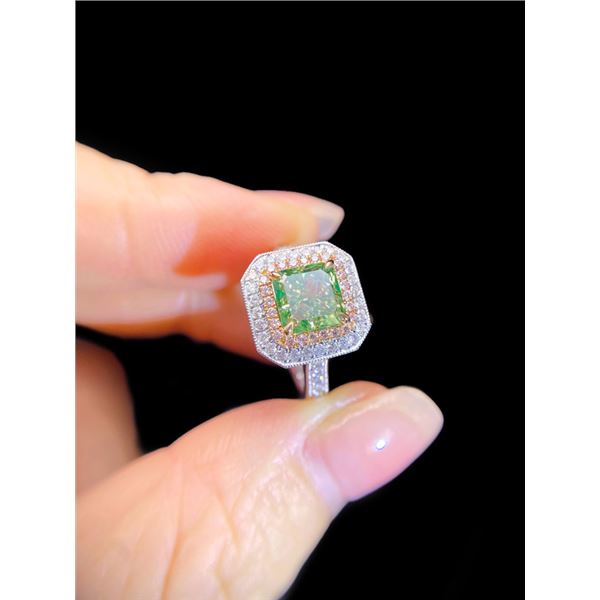 Green Diamond Engagement Ring